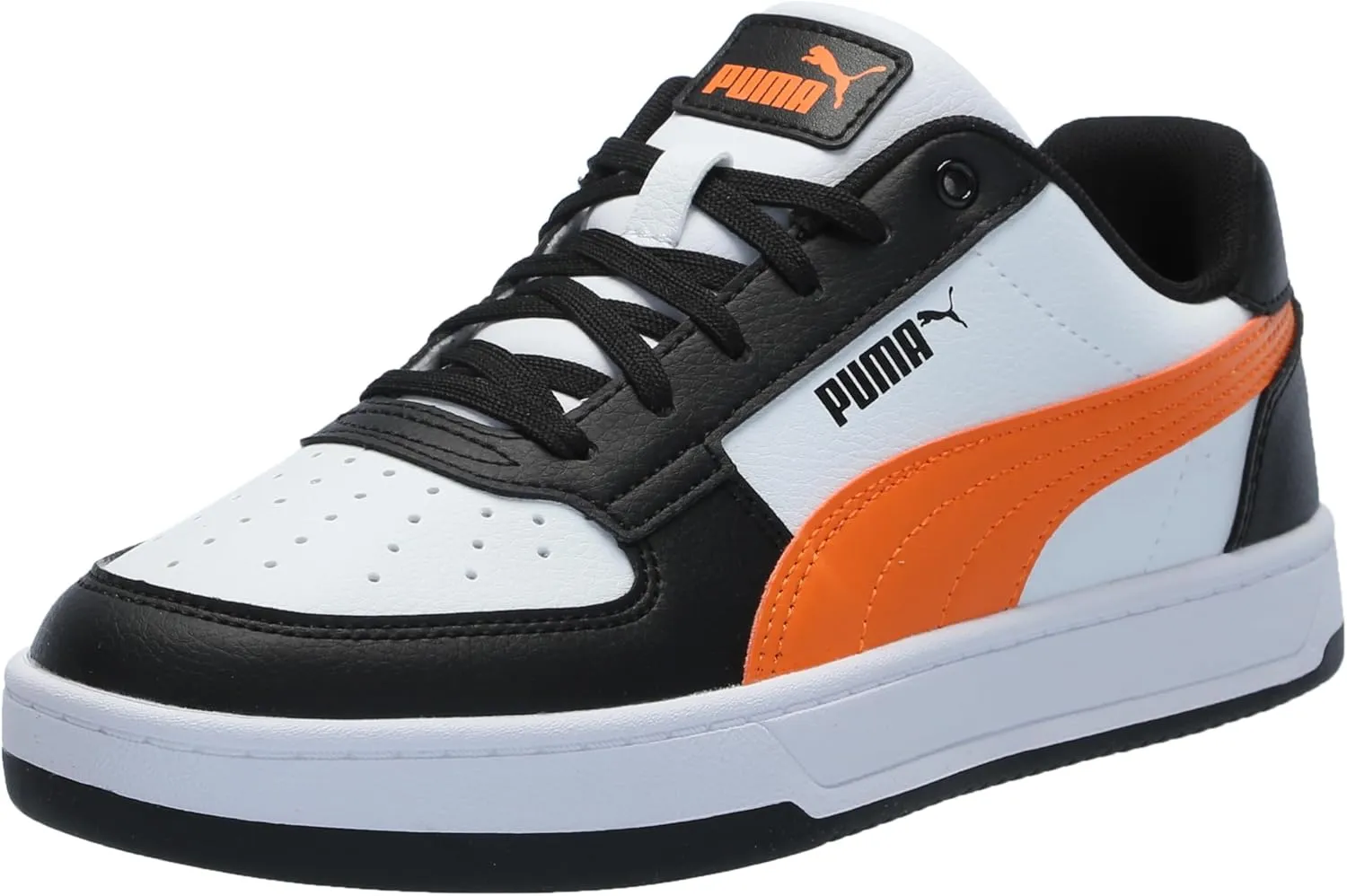 PUMA Caven Sneaker, White-Rickie Orange Black, 3.5 US Unisex Little Kid