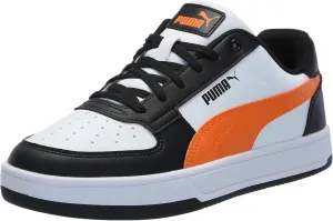 PUMA Caven Sneaker, White-Rickie Orange Black, 3.5 US Unisex Little Kid