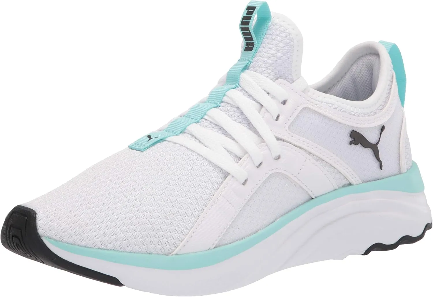PUMA girls Softride Sophia Sneaker, Puma White-island Paradise-puma Black, 6 Big Kid US