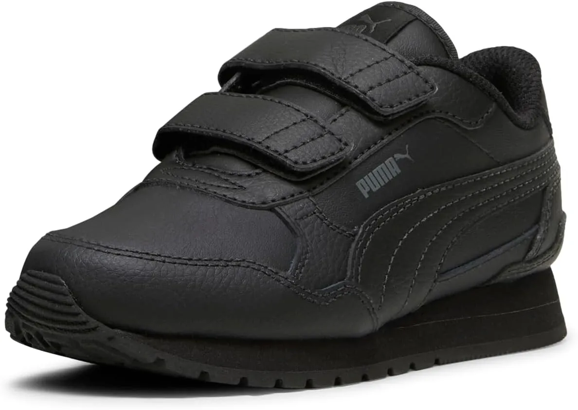 PUMA ST Runner Hook and Loop Sneaker, Black-Shadow Gray, 1 US Unisex Little Kid