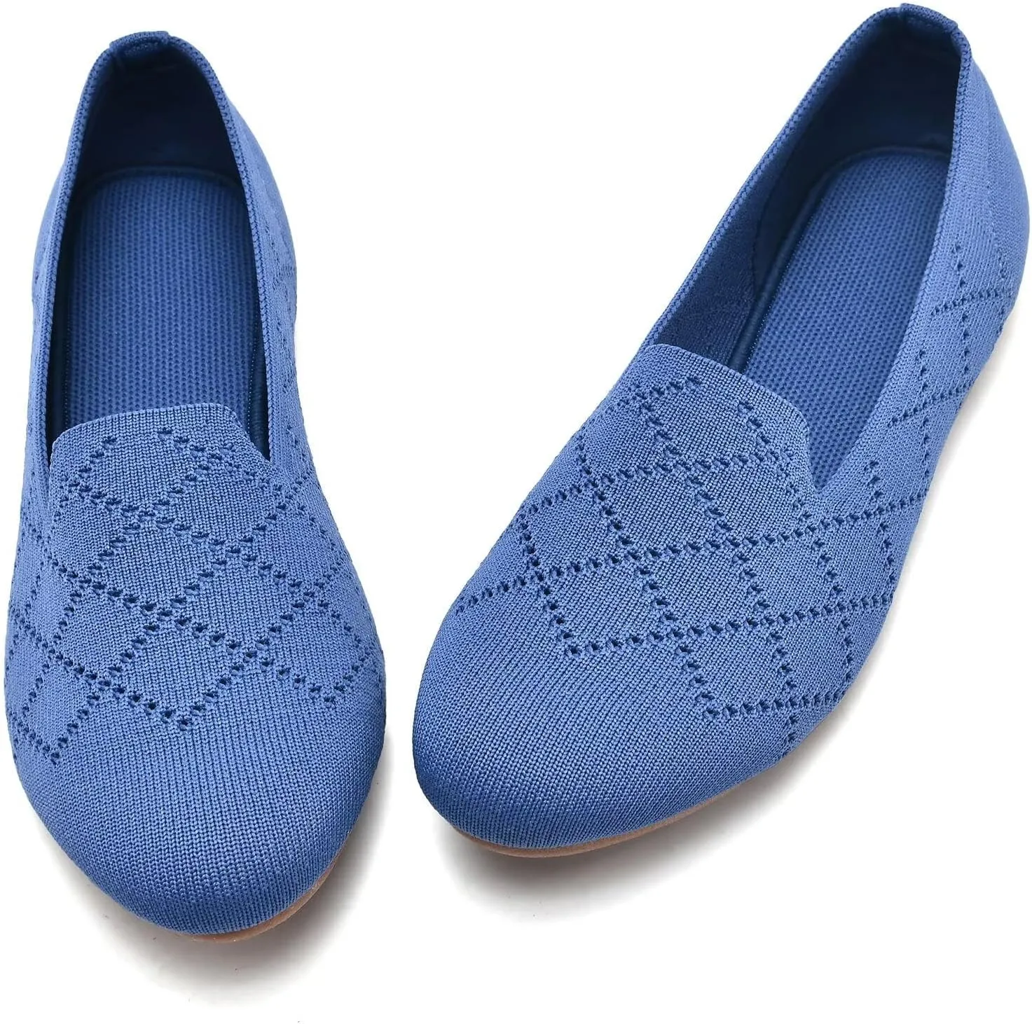 Puxowe Ballet Flats for Women - Stretch Knit Slip-On Low Wedge Shoes, Soft Round Toe Design for Office, Travel & Daily Walking