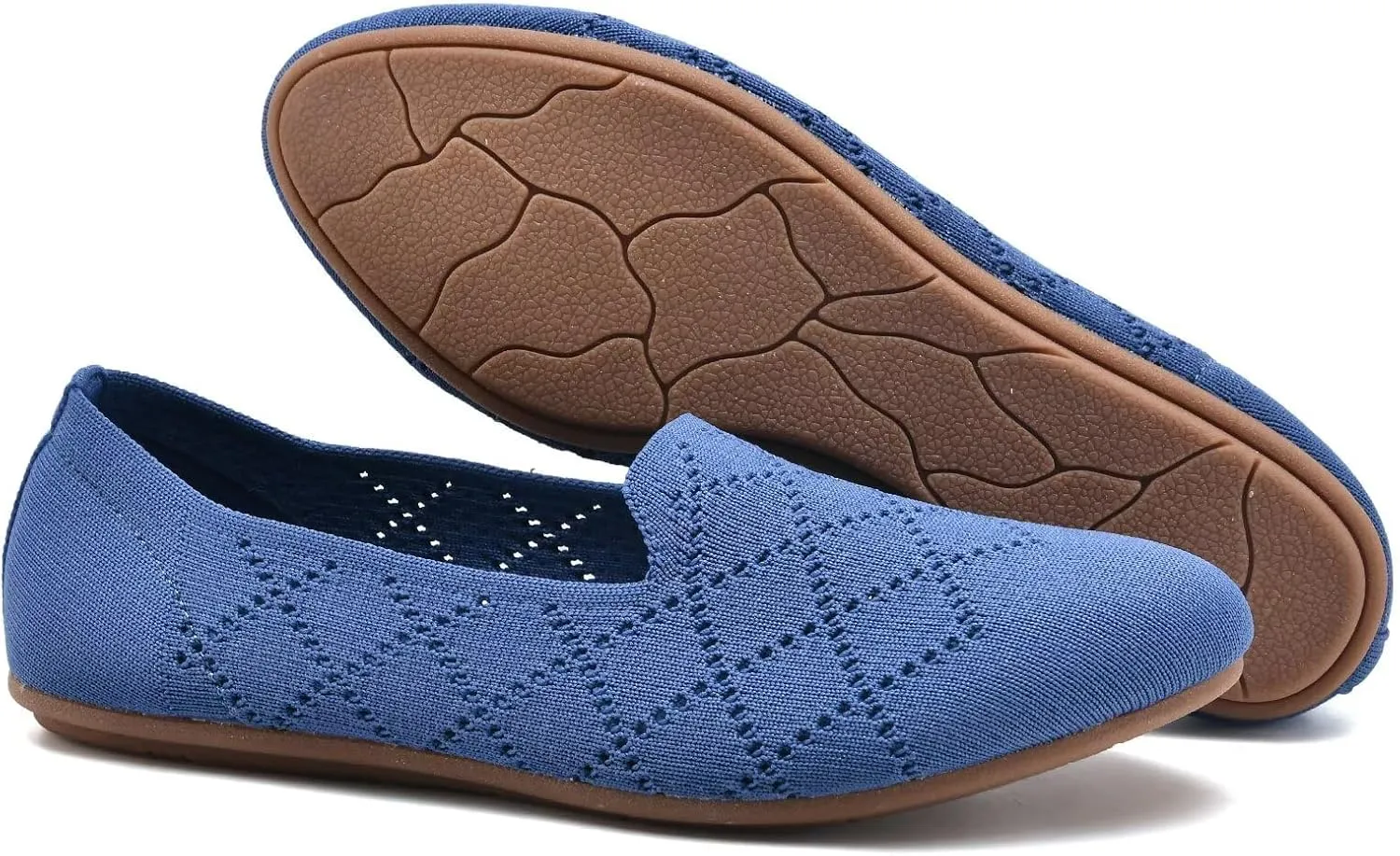 Puxowe Ballet Flats for Women - Stretch Knit Slip-On Low Wedge Shoes, Soft Round Toe Design for Office, Travel & Daily Walking
