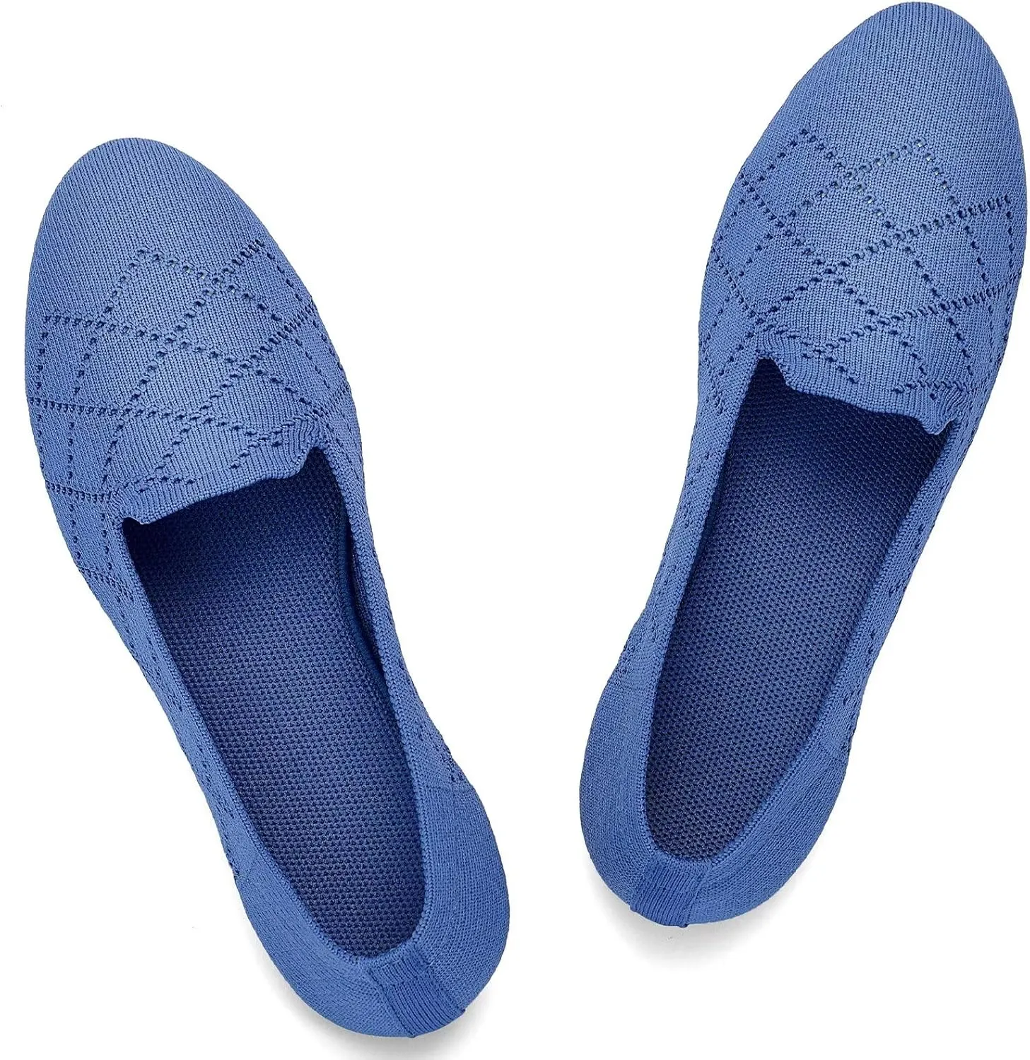 Puxowe Ballet Flats for Women - Stretch Knit Slip-On Low Wedge Shoes, Soft Round Toe Design for Office, Travel & Daily Walking