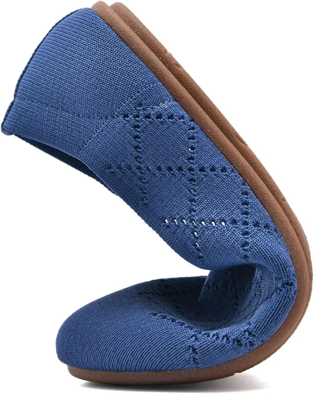 Puxowe Ballet Flats for Women - Stretch Knit Slip-On Low Wedge Shoes, Soft Round Toe Design for Office, Travel & Daily Walking