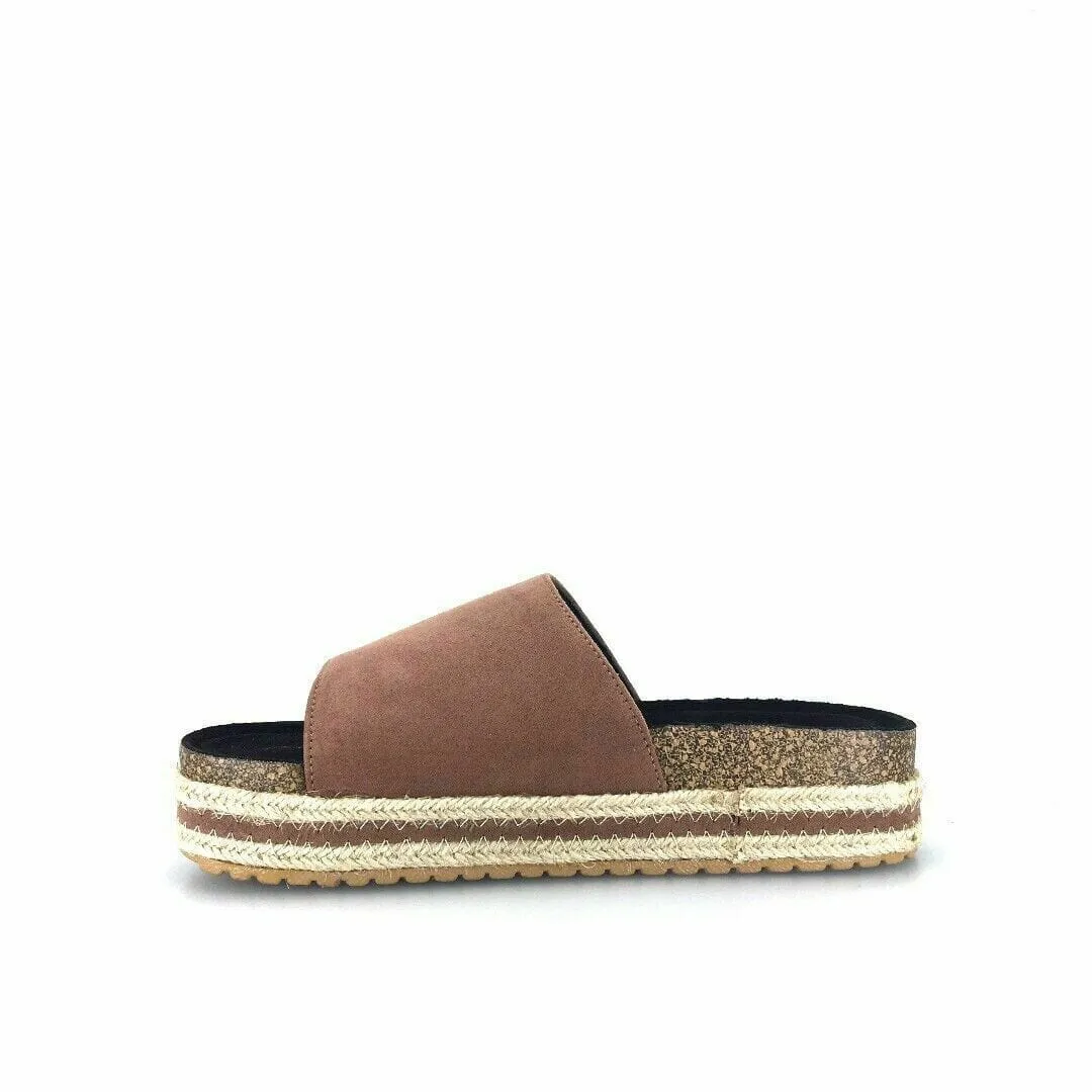 Qupid Womens Size 7M Brown Everyday Espadrille Slides “Idelisa-02”