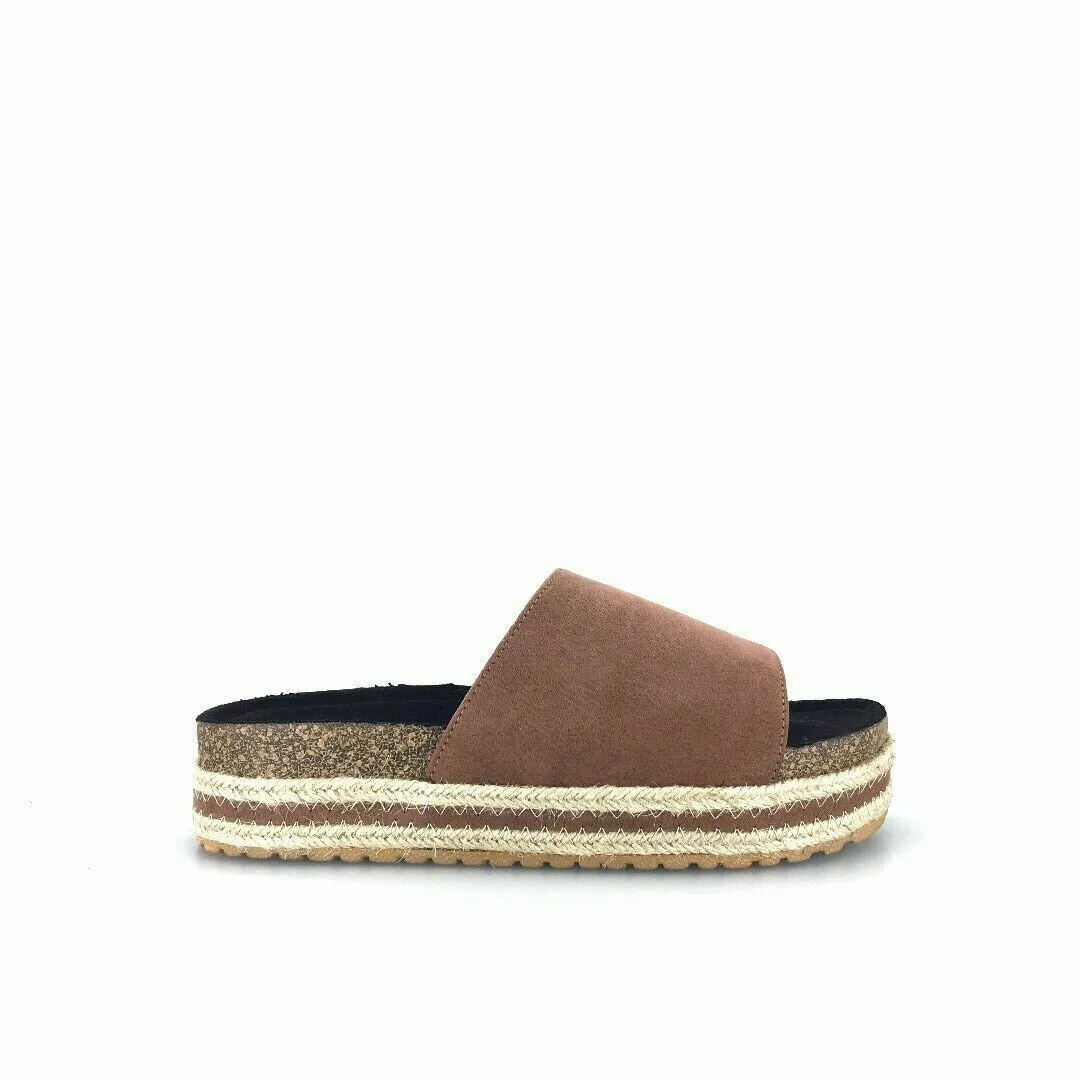 Qupid Womens Size 7M Brown Everyday Espadrille Slides “Idelisa-02”