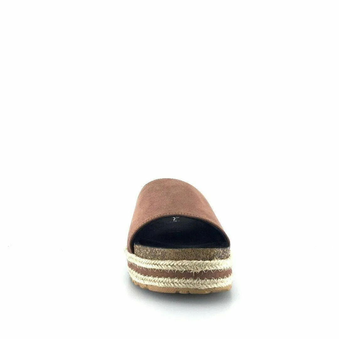 Qupid Womens Size 7M Brown Everyday Espadrille Slides “Idelisa-02”