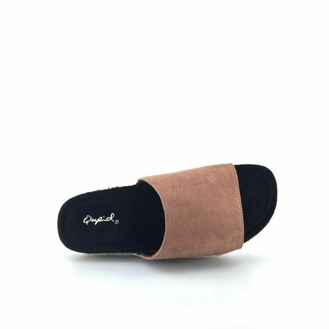 Qupid Womens Size 7M Brown Everyday Espadrille Slides “Idelisa-02”