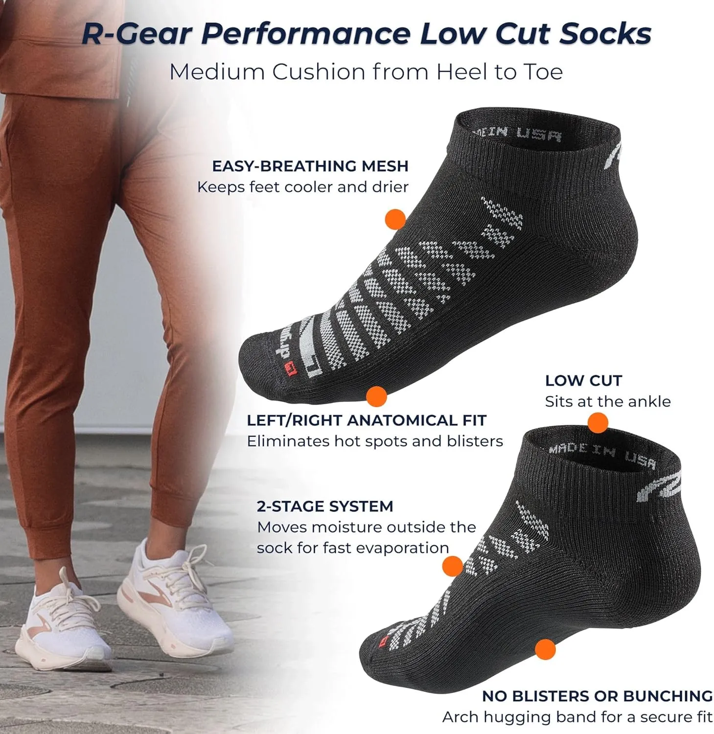 R-Gear Drymax Low Cut Running Socks For Men and Women | Breathable, Moisture Control & Anti Blister | 3 Pack
