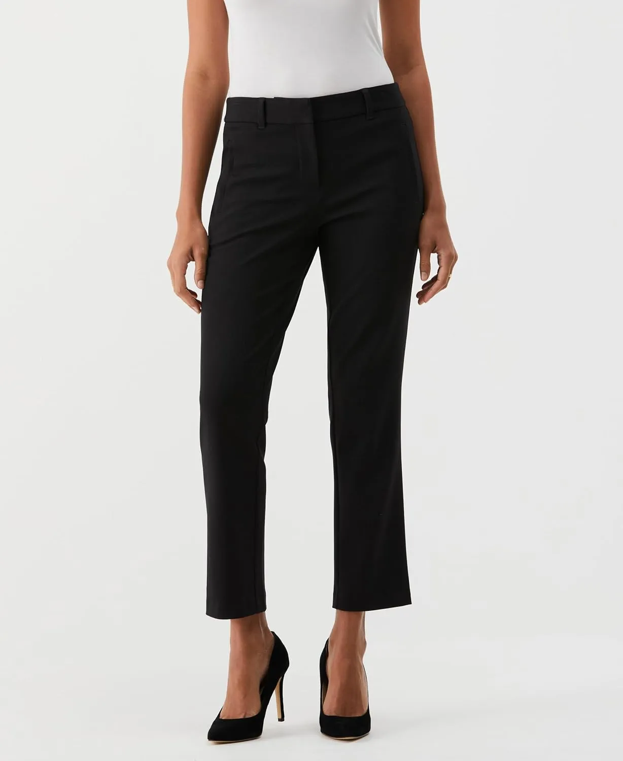 Rafaella Women's Petite Ankle Pants with Slimming Panel, Classic Fit, Gabardine Fabric