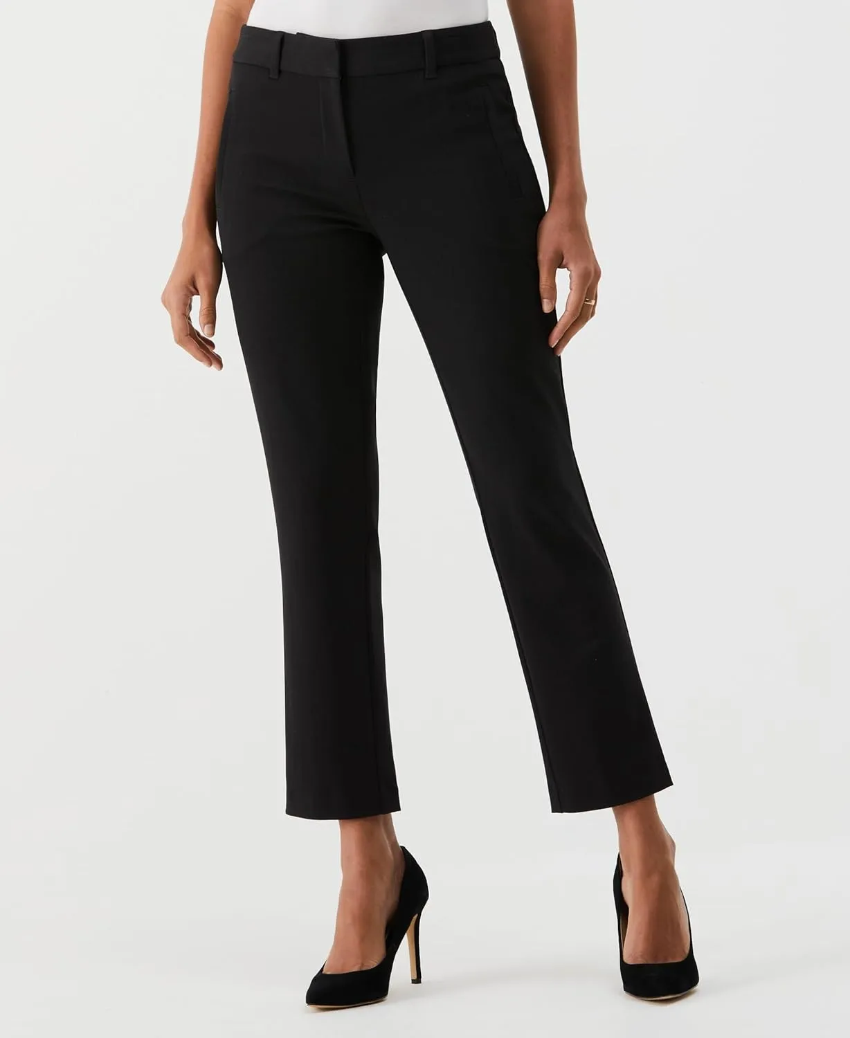 Rafaella Women's Petite Ankle Pants with Slimming Panel, Classic Fit, Gabardine Fabric