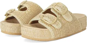 Raffia Sandals for Women Platform Slide Sandals Espadrille Adjustable Double Buckle Summer Comfortable Cute Woven Casual Beach Shoes