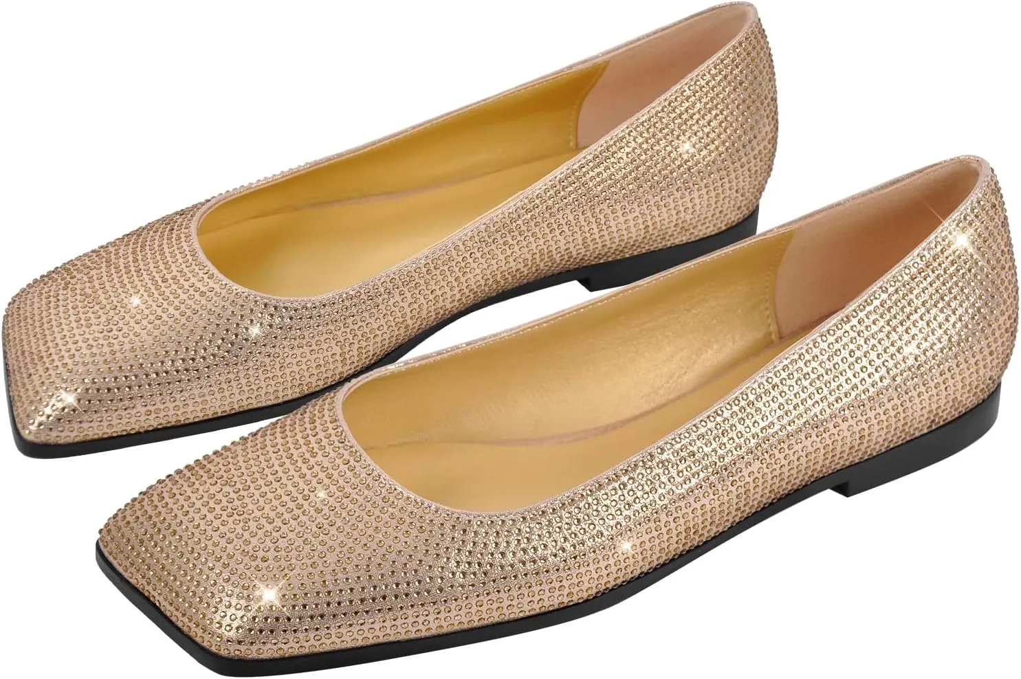richealnini Women's Slip On Slide Flats Pumps Crystals Loafer Party Wedding Shoes