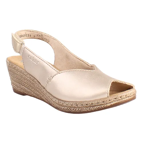 Rieker Peep-Toe Sandals - 62462-90 - Light Gold