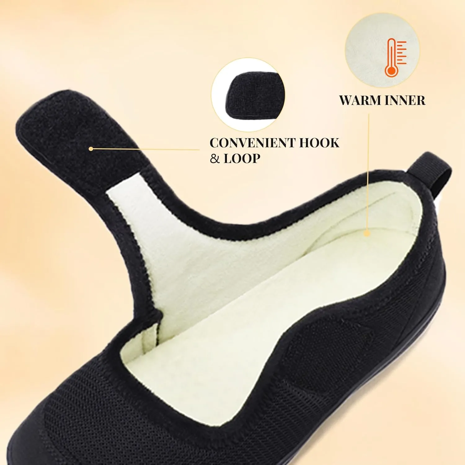 Rihero Womens Slippers Wide Width Diabetic Shoes Edema House Barefoot Walking Shoes Adjustable Indoor Outdoor Slippers