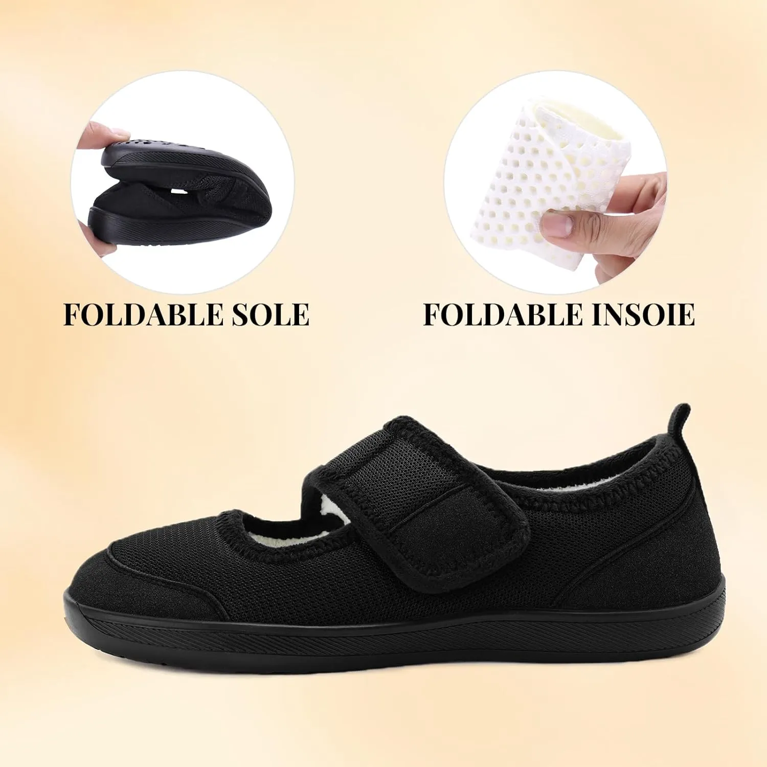 Rihero Womens Slippers Wide Width Diabetic Shoes Edema House Barefoot Walking Shoes Adjustable Indoor Outdoor Slippers