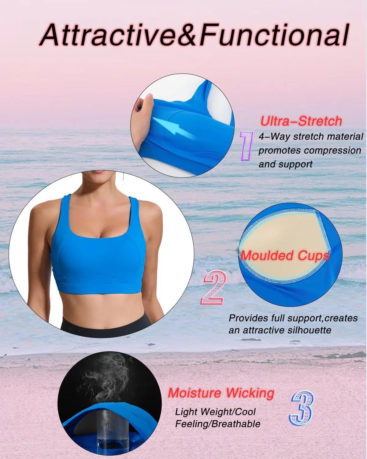 RUNNING GIRL Sports Bras for Women High Support,Racerback High Impact Grey Sports Bra Moulded Cup Workout Bra Push up