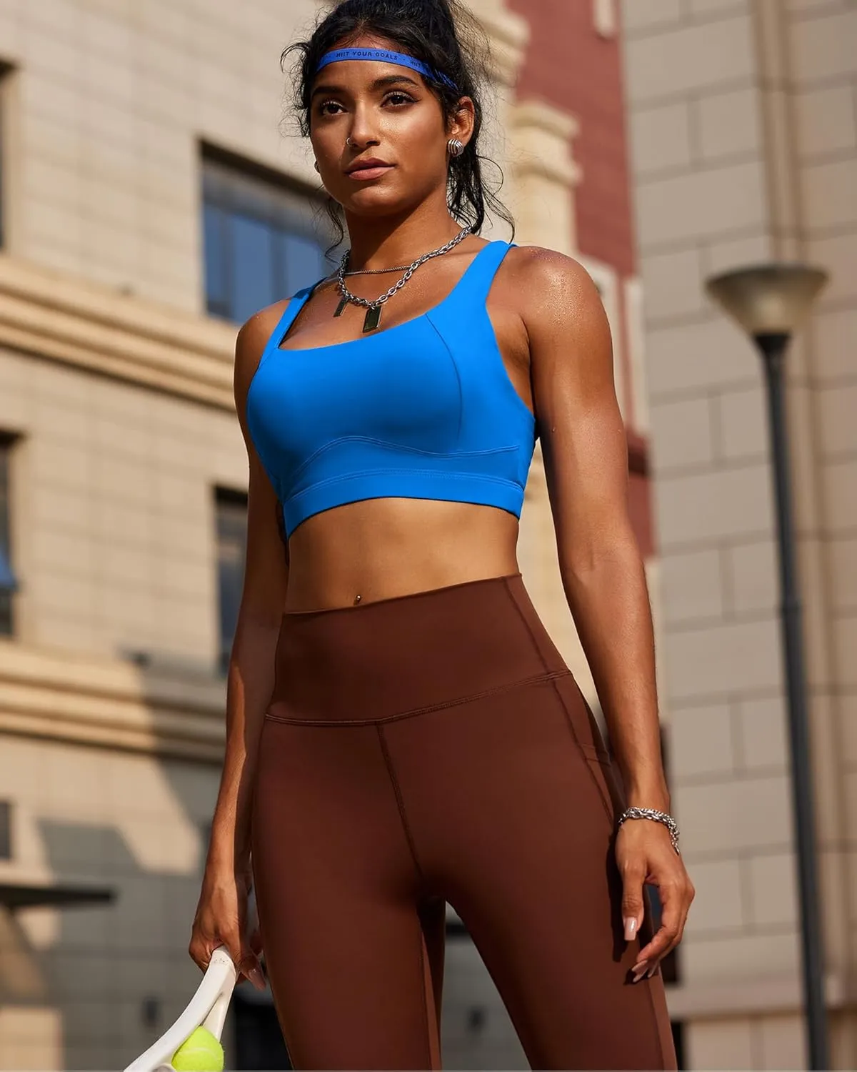 RUNNING GIRL Sports Bras for Women High Support,Racerback High Impact Grey Sports Bra Moulded Cup Workout Bra Push up
