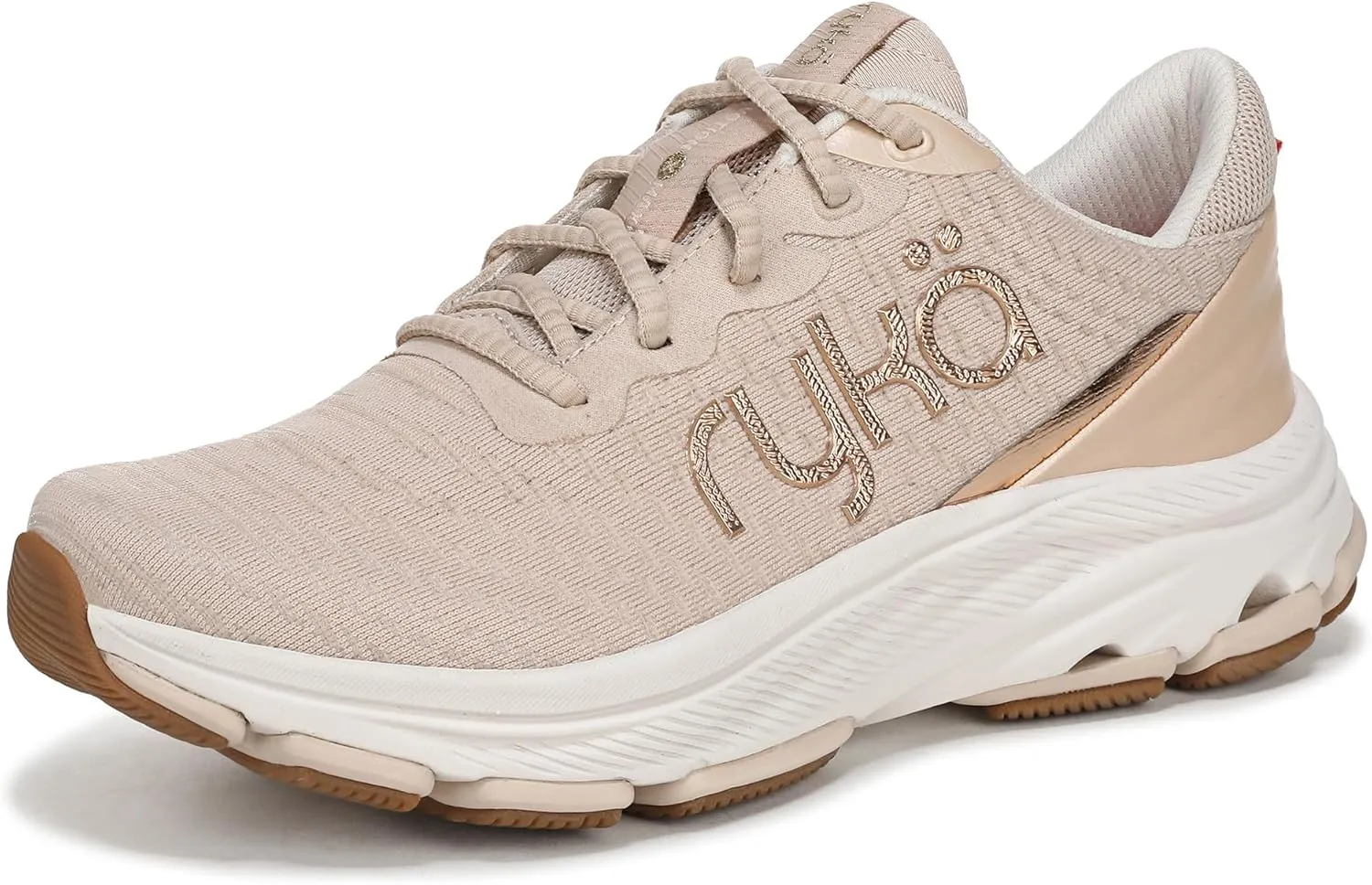 Ryka Womens Devotion X Max RS Walking Shoes Beige Metallic Mesh Fabric 8 M