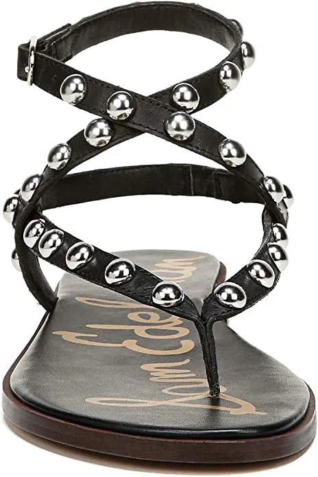 Sam Edelman womens Elisha Flat Sandal, Black, 6.5 US