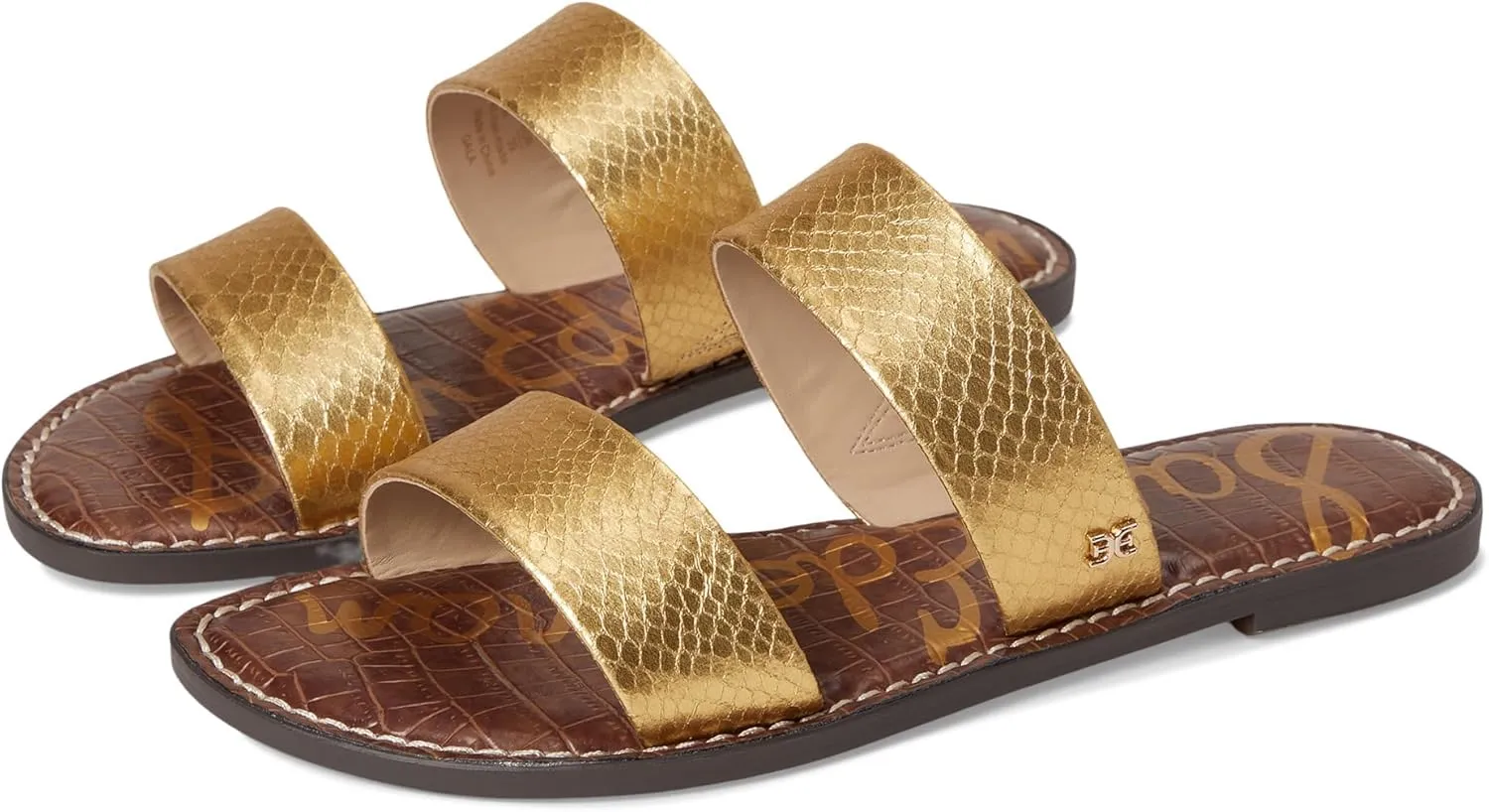 Sam Edelman Women's Gala Flat Sandal, Gold Boa, 8.5 Wide