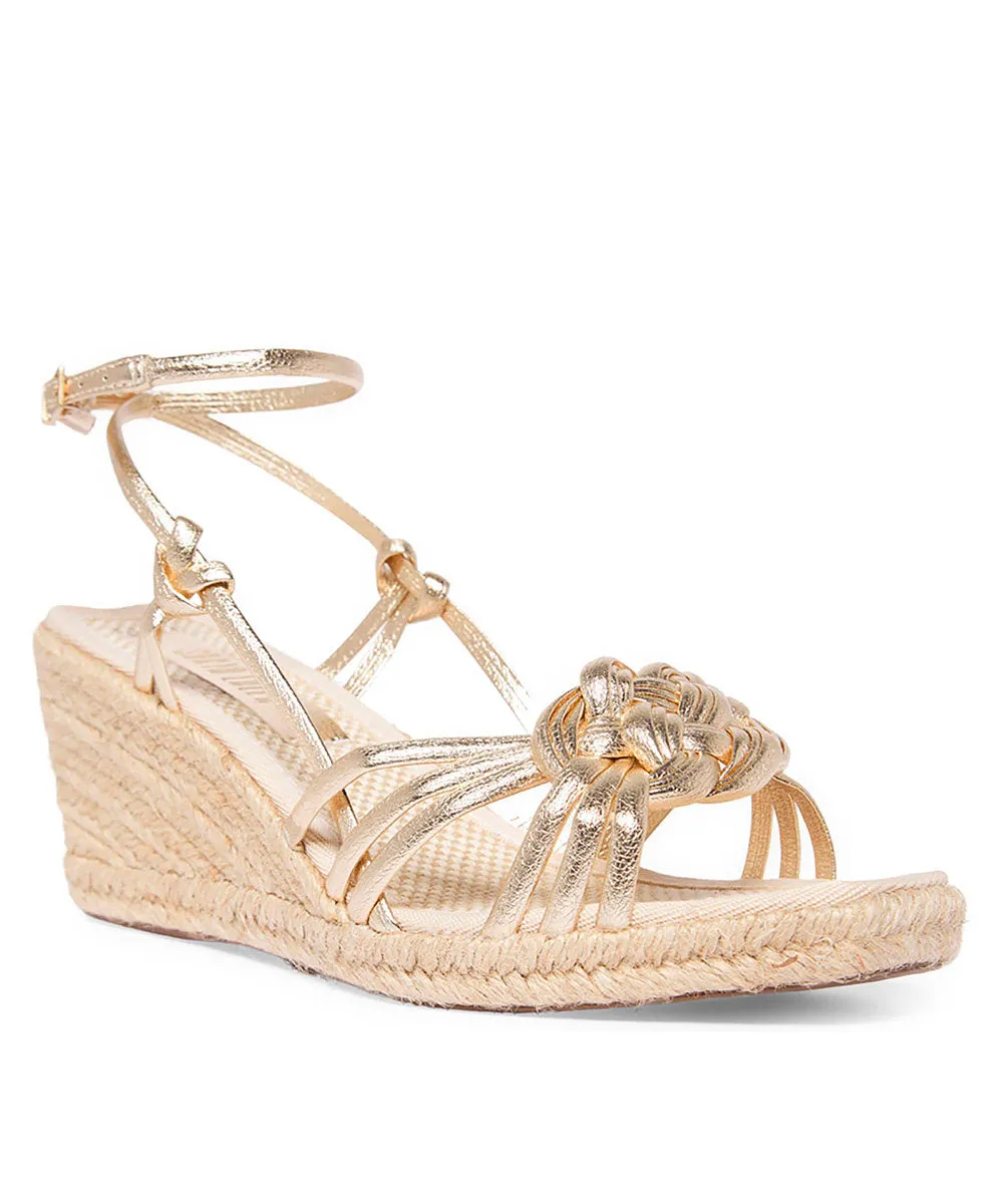 Sandália Espadrilhe Santa Lolla Dourada Metalizada Trançada