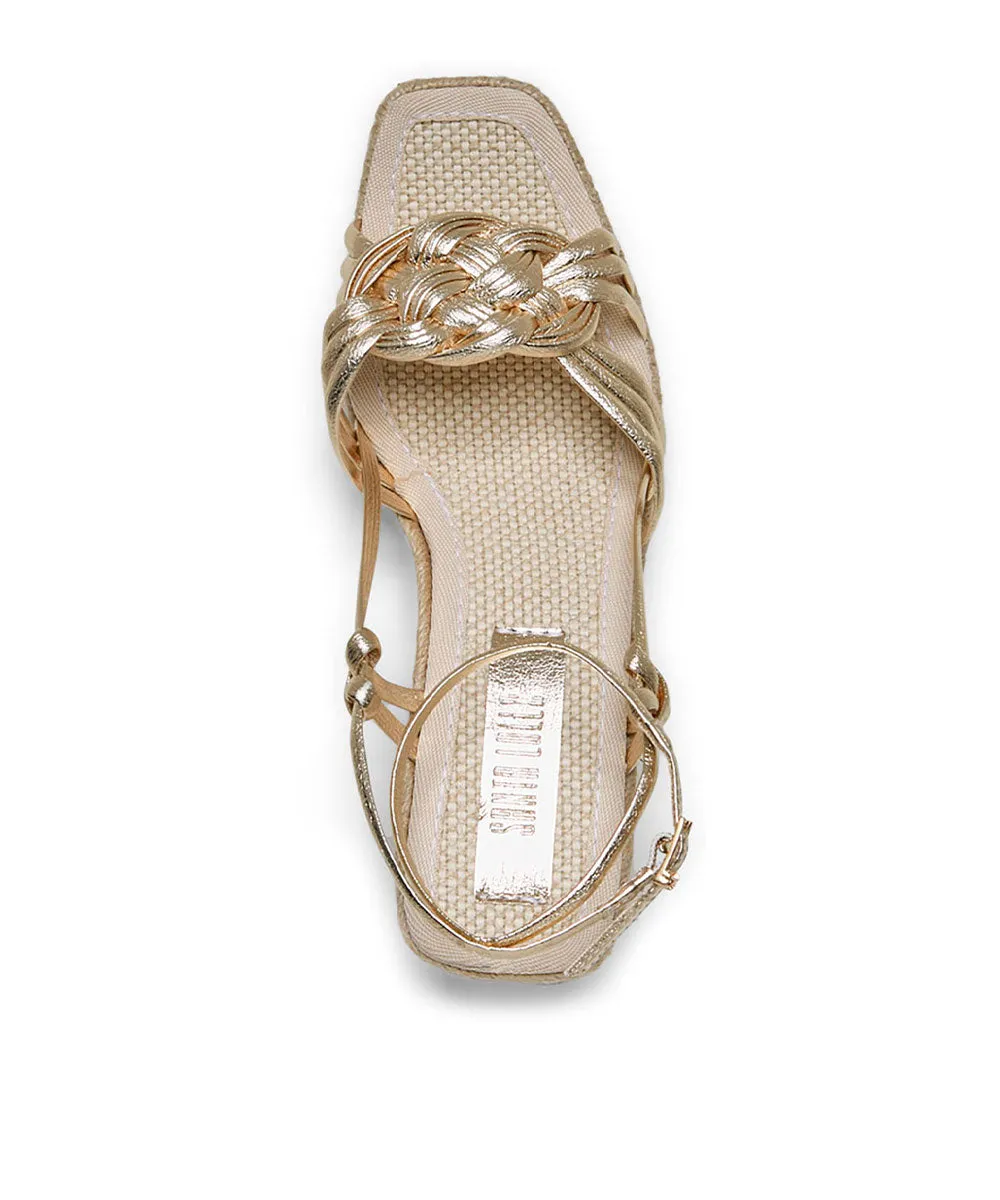 Sandália Espadrilhe Santa Lolla Dourada Metalizada Trançada