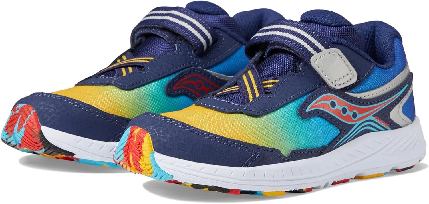 Saucony Ride 10 Jr Sneaker, Blue/Yellow, 5 US Unisex Little Kid