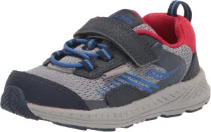 Saucony Wind Shield Alternative Closure Jr. Running Shoe, Navy/Grey/Red, 4 US Unisex Little Kid