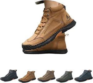 Sawbehind, Sawbehind Men's Comfortable Handmade Leather Boots, Arch Support Flat Sole Waterproof Everyday Wear