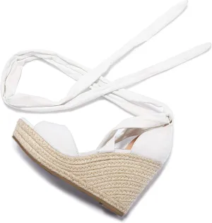 SERAIH Womens Lace up Espadrilles Platform Wedges Sandals Heels Tie Ankle Strap Summer Dress Shoes