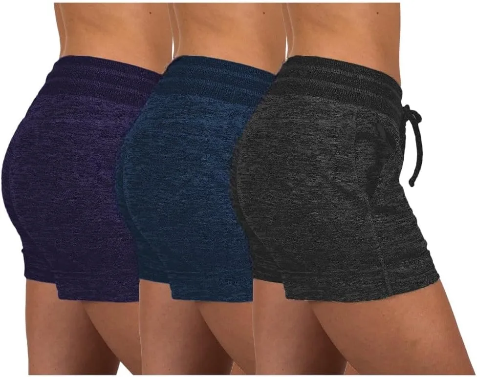 Sexy Basics Women's 3 Pack Active Wear Lounge Yoga Gym Casual Sport Shorts
