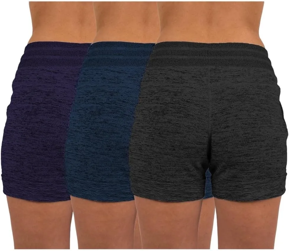 Sexy Basics Women's 3 Pack Active Wear Lounge Yoga Gym Casual Sport Shorts