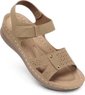 SHIBEVER Flat Sandals for Women Dressy: Comfortable Flats Sandals Women Open Toe Ankle Strap Walking Shoes Summer