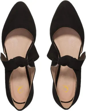 SHODENSE Women Pointed Toe Bow Flat Shoes Ankle Strap Suede Slip on Ballet Flats Lace Up Vintage Flat Heel Sandal Booties Bow Tie Side Cut Comfort Casual Walking Office Ladies Driver Flats 4-11 M US