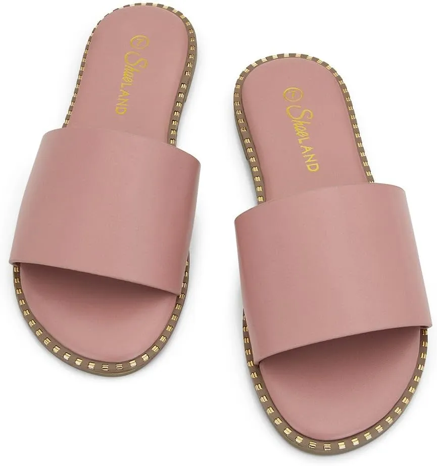Shoe Land Women’s Flat Sandals 2025 – Comfortable Slide Sandals with Cushioned Footbed | Dressy Open Toe Summer Sandals for Beach, Travel & Everyday