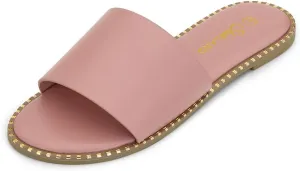 Shoe Land Women’s Flat Sandals 2025 – Comfortable Slide Sandals with Cushioned Footbed | Dressy Open Toe Summer Sandals for Beach, Travel & Everyday