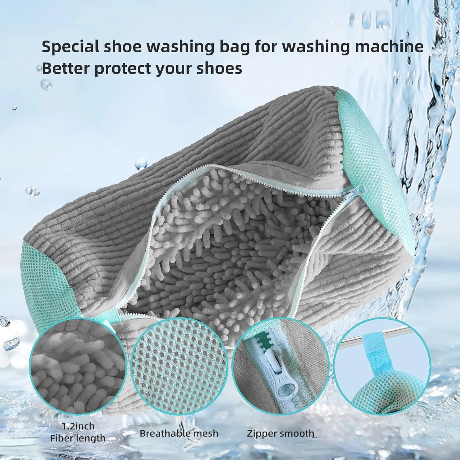 Shoe Washing Machine Bag, Highly Permeable And Durable Shoe Washing Bag, Can Protect Shoes In The Washing Machine And Will Not Scratch The Washing Machine, Very Suitable For Home Use(Gray 2-pack)