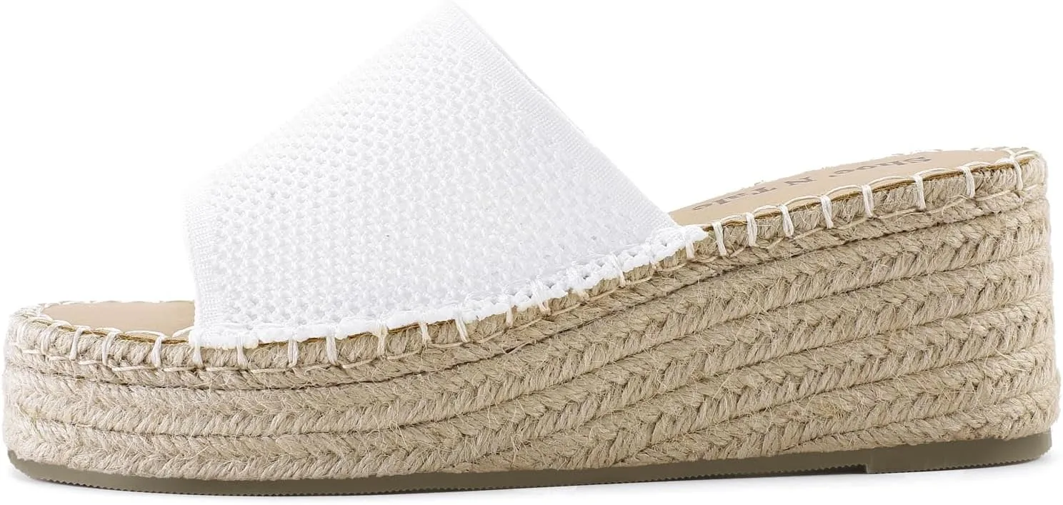 Shoe'N Tale Platform Espadrille Sandals for Women Wedges Slip On Mules Sandals Open Toe Slides Bohemia Beach Heels Sandals