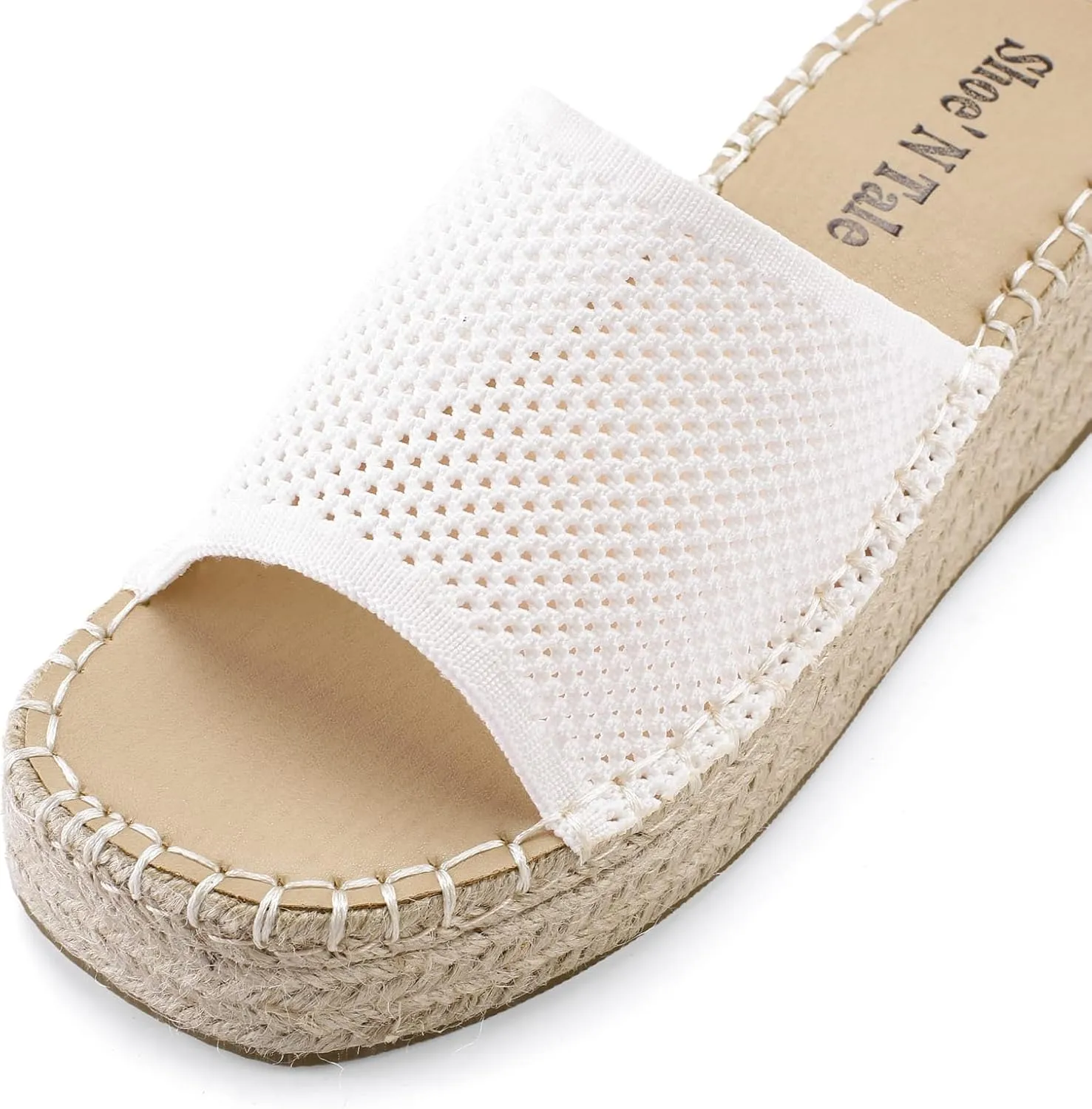 Shoe'N Tale Platform Espadrille Sandals for Women Wedges Slip On Mules Sandals Open Toe Slides Bohemia Beach Heels Sandals