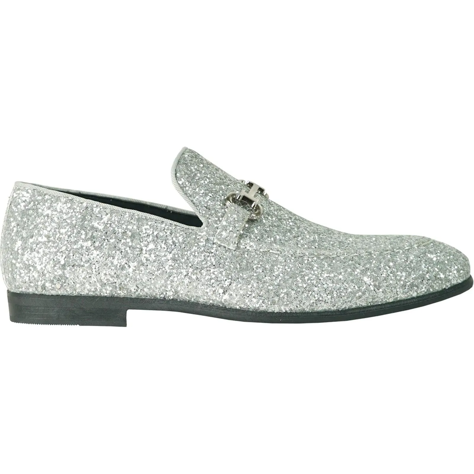 Silver Glitter Sequin Tuxedo Loafers | Bravo | Modern Men's Dress Shoes