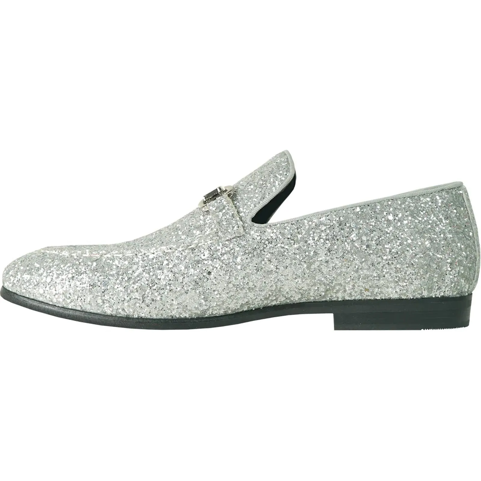 Silver Glitter Sequin Tuxedo Loafers | Bravo | Modern Men's Dress Shoes
