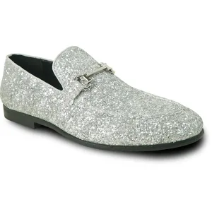 Silver Glitter Sequin Tuxedo Loafers | Bravo | Modern Men's Dress Shoes