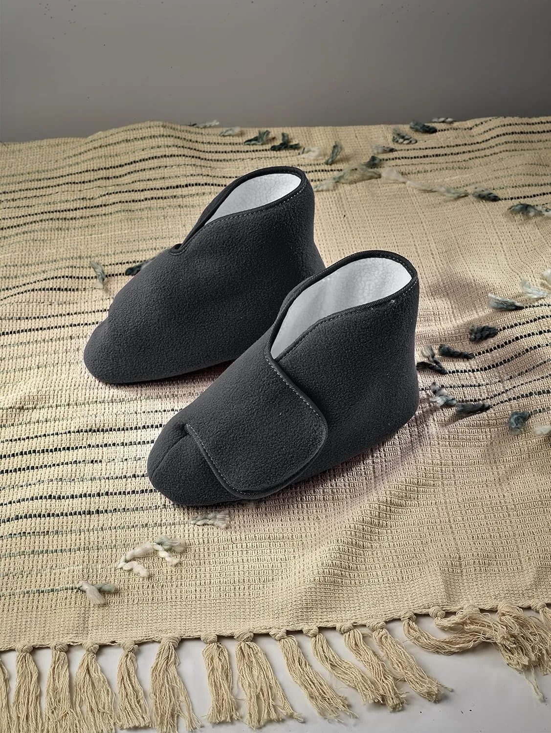 Silvert's Adaptive Clothing & Footwear Men’s & Women’s Extra Wide Soft Fleece Diabetic Bootie Slippers for Seniors