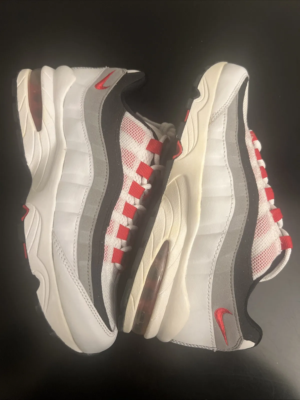 Size 5Y-Nike Air Max 95 (GS) - White Cement Red- 307565-104