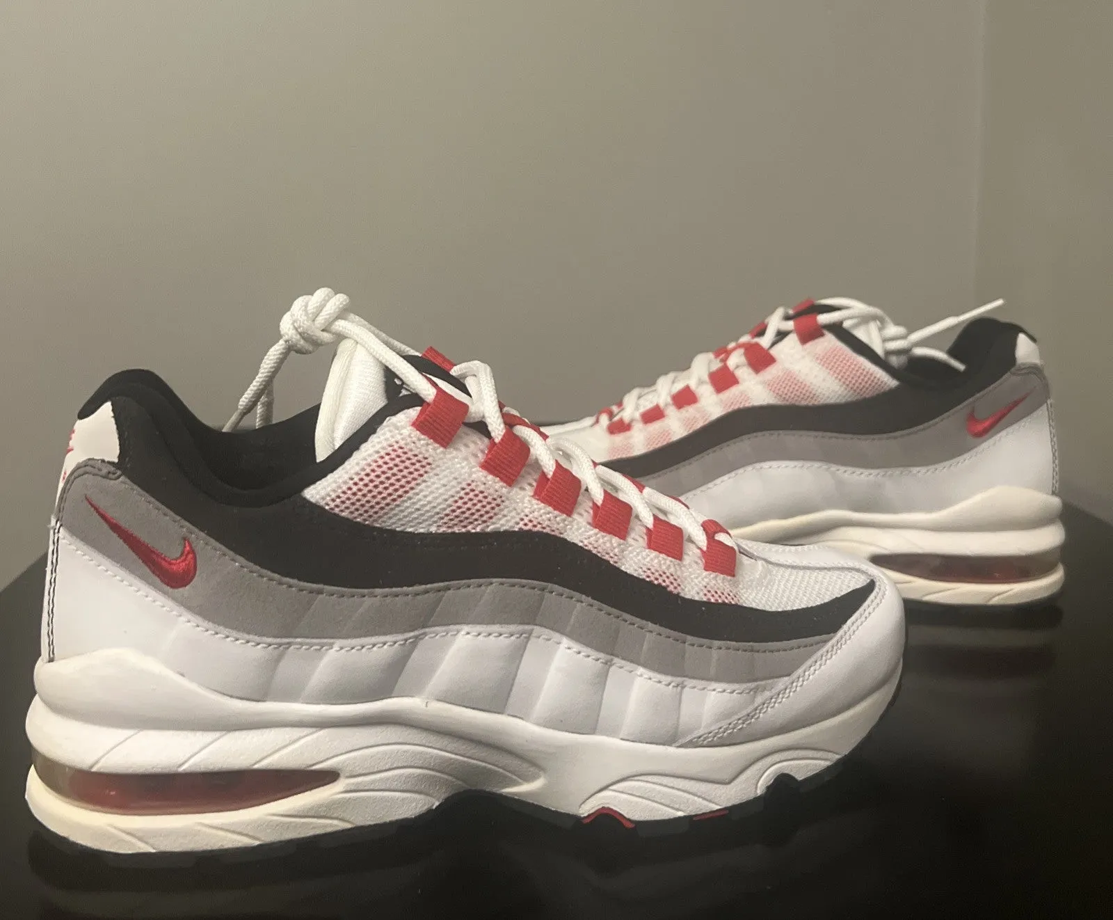 Size 5Y-Nike Air Max 95 (GS) - White Cement Red- 307565-104