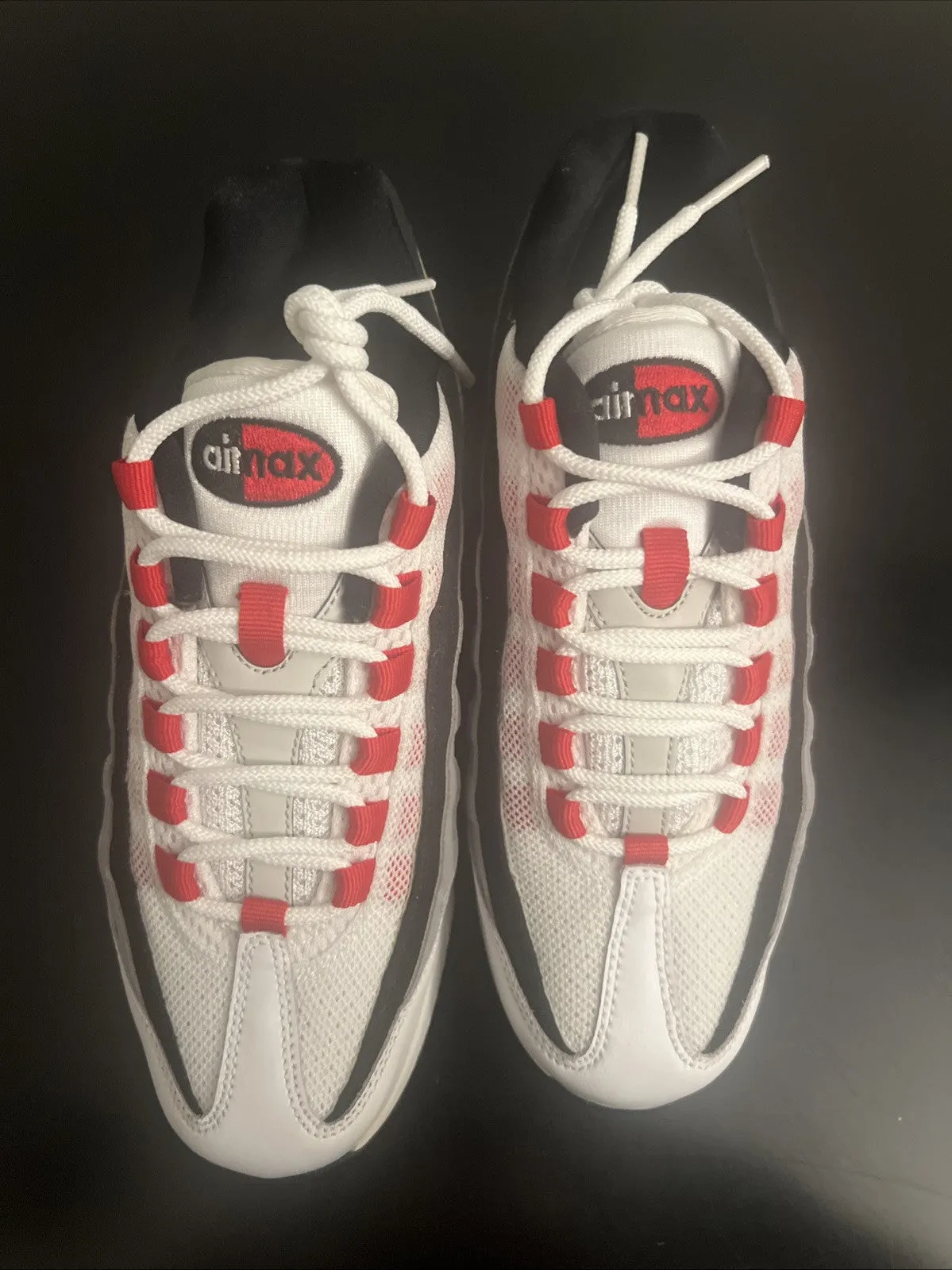 Size 5Y-Nike Air Max 95 (GS) - White Cement Red- 307565-104