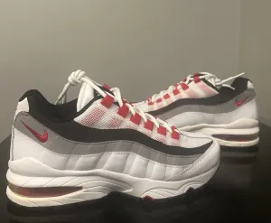 Size 5Y-Nike Air Max 95 (GS) - White Cement Red- 307565-104