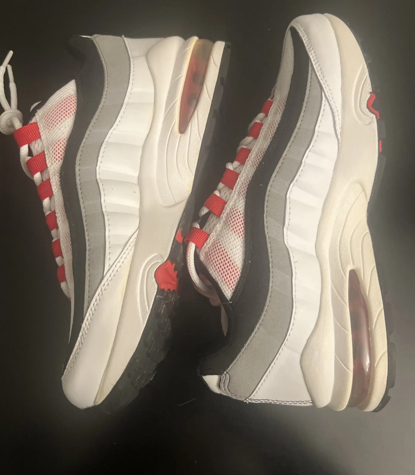 Size 5Y-Nike Air Max 95 (GS) - White Cement Red- 307565-104