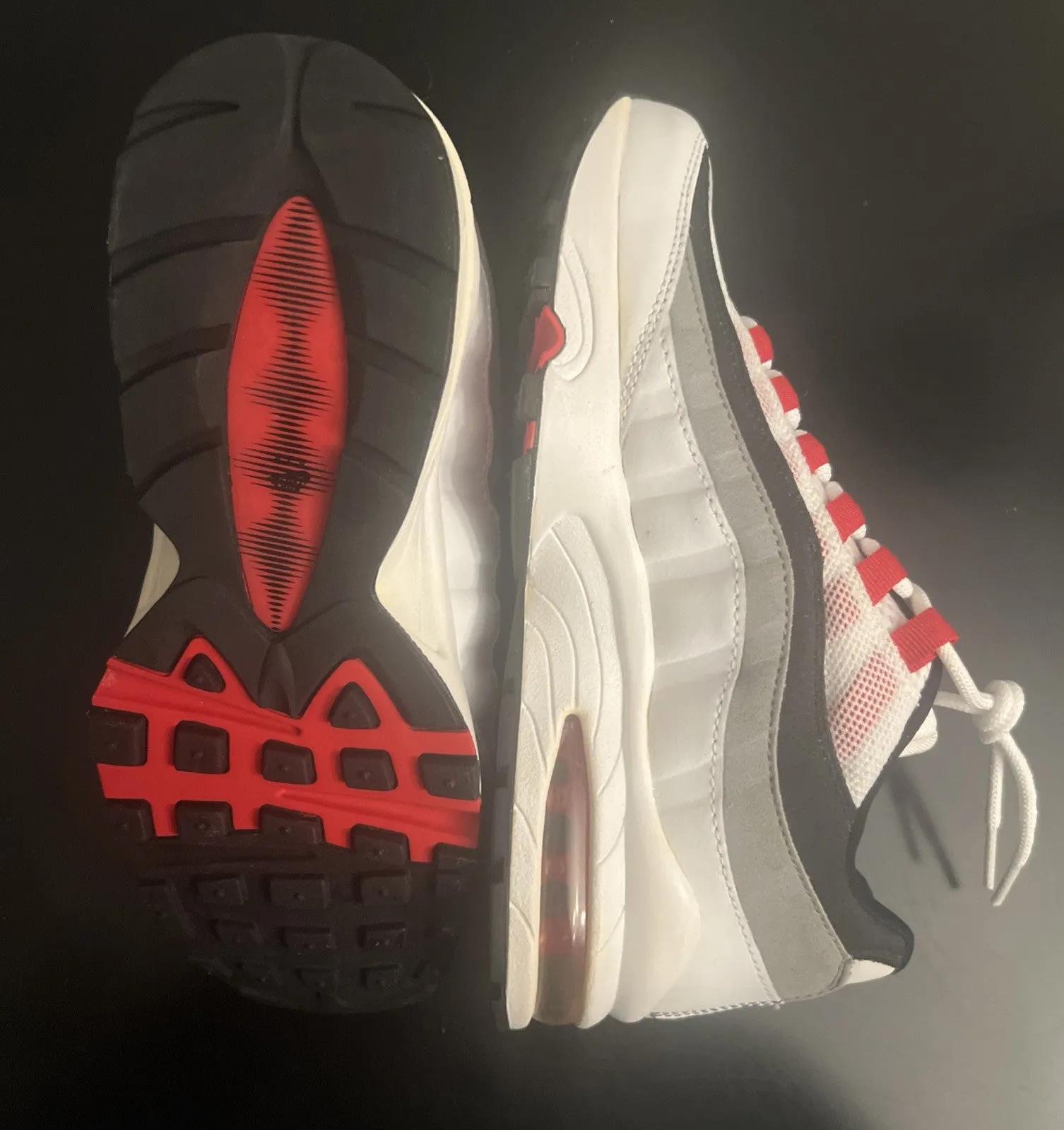 Size 5Y-Nike Air Max 95 (GS) - White Cement Red- 307565-104
